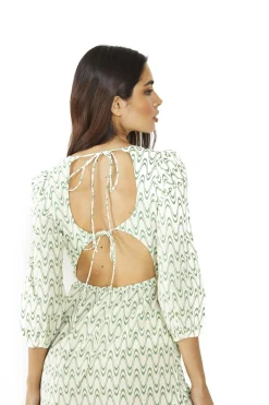 Glamorous Midi & Midaxi Dresses|Midi & Midaxi Dresses|Green Retro Wave Tie-Back Midi-Dress -
