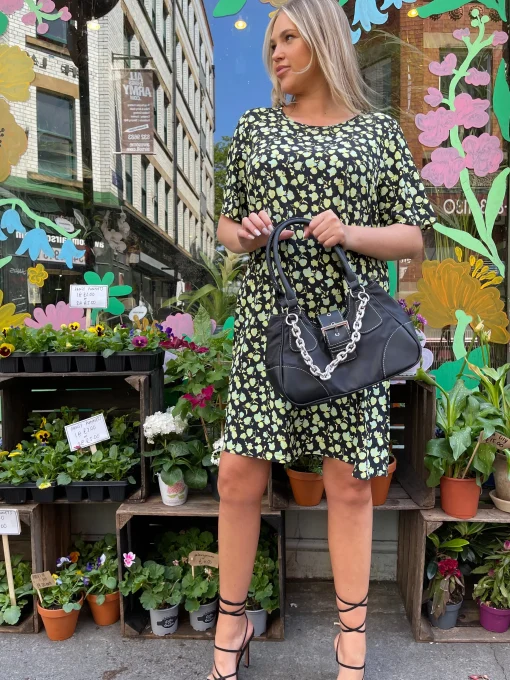 Glamorous Chic Escapes|Day Dresses|Green Rose T-Shirt Mini-Dress -