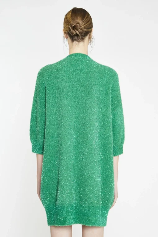 Glamorous Mini Dresses|Mini Dresses|Green White Glitter Heart Sweater Mini-Dress -