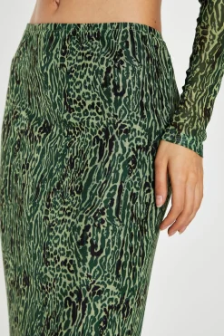 Glamorous Go To Partywear|Co-ords|Green-Black Animal Mesh Pencil Midi-Skirt -