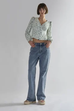 Glamorous Blouses & Shirts|Green-Ditsy V-Neck-Blouse -