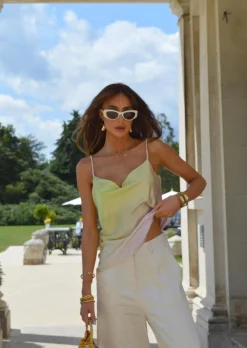 Glamorous Going Out Tops|Chic Escapes|Green-Pink Ombre Cowl-Neck Top -