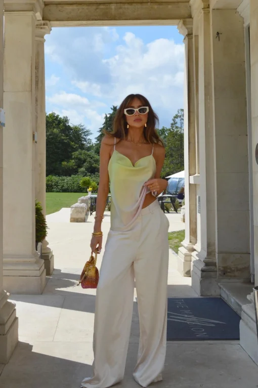 Glamorous Going Out Tops|Chic Escapes|Green-Pink Ombre Cowl-Neck Top -