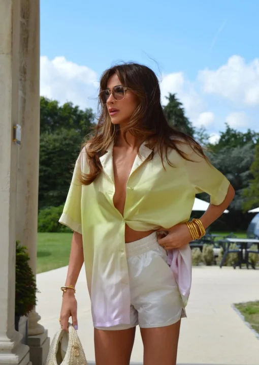 Glamorous Chic Escapes|Glamorous Studio|Green-Pink Ombre Oversized Bowler-Shirt -