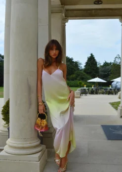 Glamorous Chic Escapes|Day Dresses|Green-Pink Ombre Straight-Fit Cami Maxi-Dress -