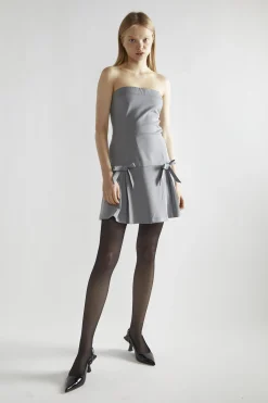 Glamorous Day Dresses|Mini Dresses|Grey A-Line Bardot Mini-Dress -