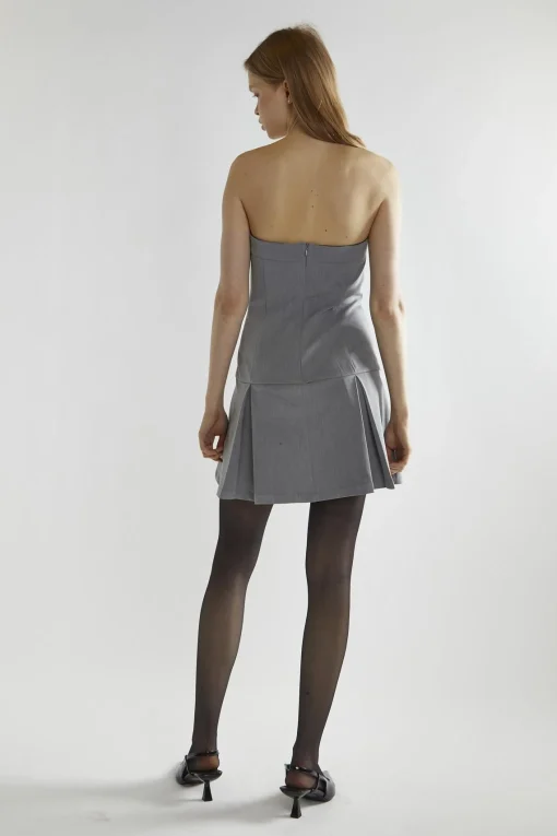 Glamorous Day Dresses|Mini Dresses|Grey A-Line Bardot Mini-Dress -