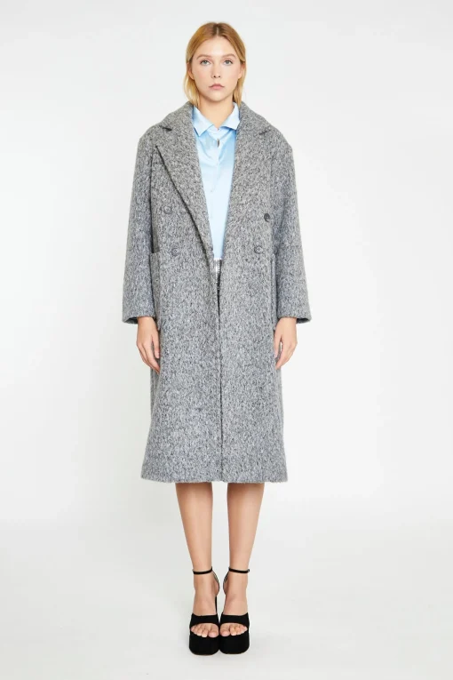 Glamorous Workwear|Coats|Grey Marl Lapel Collar Midi-Coat -
