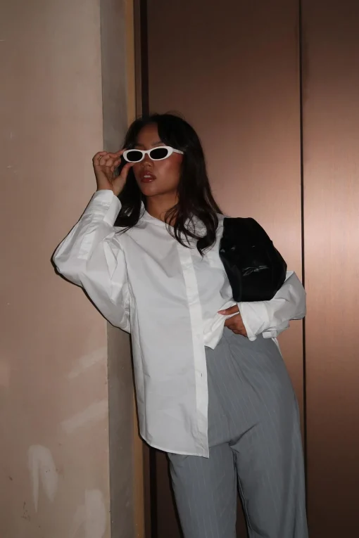 Glamorous Co-ords|Bottoms|Grey Pinstripe Wide-Leg Straight-Trousers -
