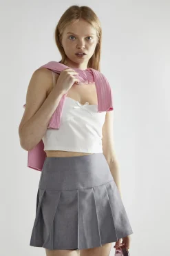 Glamorous Mini Skirts|Grey Pleated Mini-Skirt -
