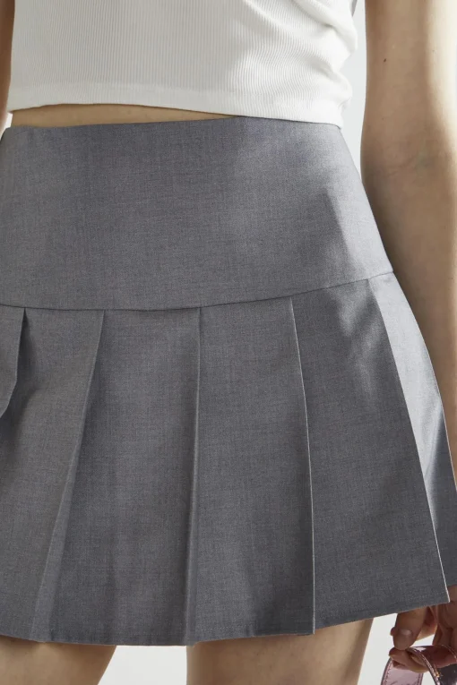 Glamorous Mini Skirts|Grey Pleated Mini-Skirt -