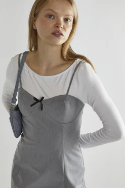 Glamorous Day Dresses|Mini Dresses|Grey Round-Neck A-Line Mini-Dress -