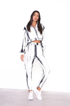 Glamorous Loungewear|Jumpers|Grey Tie Dye Cropped Zip Loungewear Jumper -