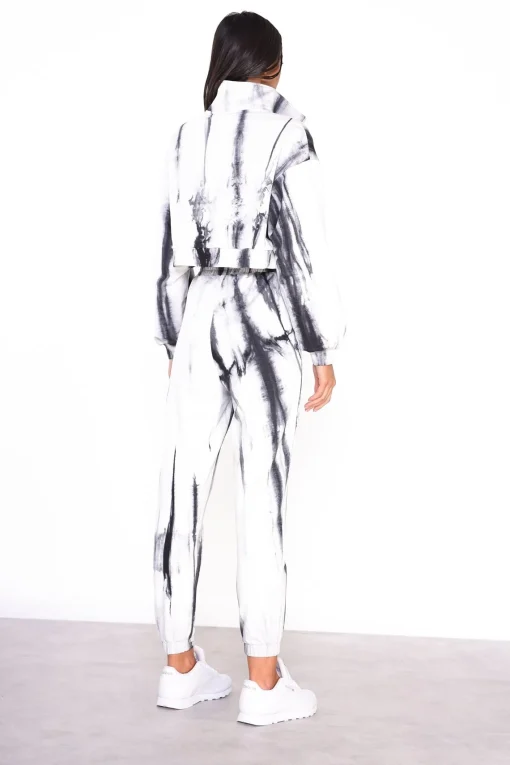 Glamorous Loungewear|Jumpers|Grey Tie Dye Cropped Zip Loungewear Jumper -