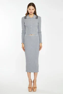 Glamorous Workwear|Co-ords|Grey-Marl Charcoal Knitted Shirt -