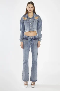 Glamorous Co-ords|Heavy-Vintage Wash Flared -Jeans -