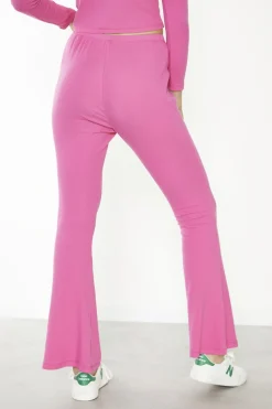 Glamorous Flares|Hot-Pink Mid-Rise Flare-Trousers -