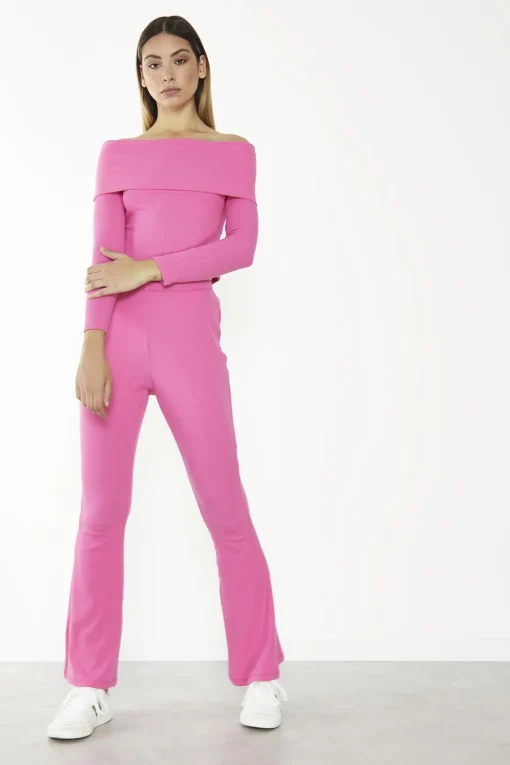 Glamorous Flares|Hot-Pink Mid-Rise Flare-Trousers -