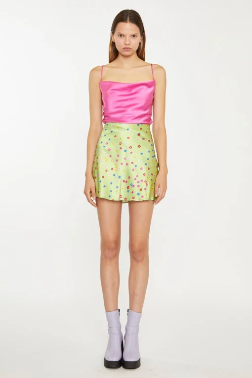 Glamorous Going Out Tops|Go To Partywear|Hot-Pink Satin Cowl Neck Cami Top -