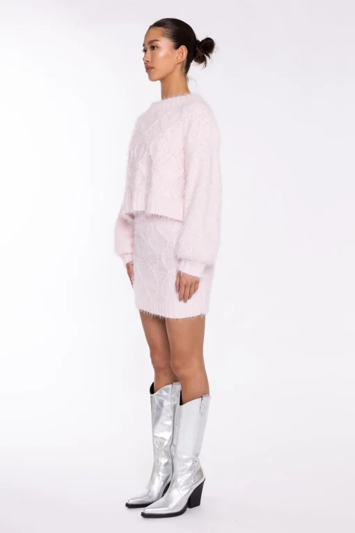 Glamorous Knitted Co-ords|Jumpers|Icy-Pink Cable-Knit Jumper -