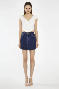 Glamorous Denim Skirts|Mini Skirts|Indigo Stonewash Side Split Denim Mini-Skirt -