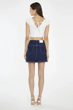 Glamorous Denim Skirts|Mini Skirts|Indigo Stonewash Side Split Denim Mini-Skirt -