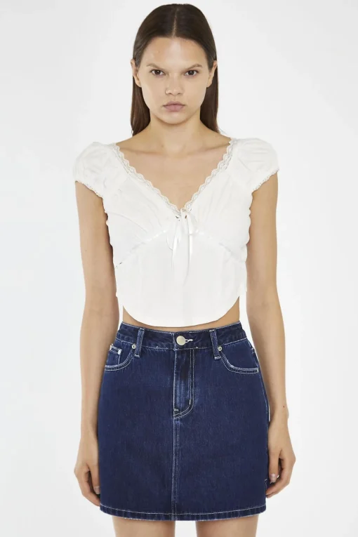 Glamorous Denim Skirts|Mini Skirts|Indigo Stonewash Side Split Denim Mini-Skirt -