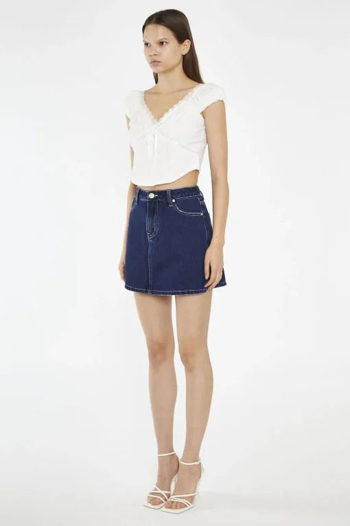 Glamorous Denim Skirts|Mini Skirts|Indigo Stonewash Side Split Denim Mini-Skirt -