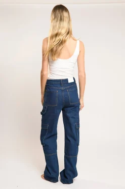 Glamorous Glamorous Care: Our Sustainable Collection|Wide Leg Jeans|Indigo Wash Cargo Wide-leg Jeans -