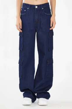 Glamorous Co-ords|Indigo-Blue Cargo -Jeans -