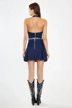 Glamorous Co-ords|Denim Skirts|Indigo-Blue Denim Cargo Mini-Skirt -