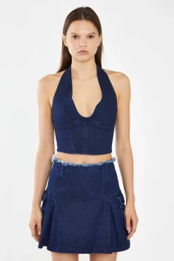 Glamorous Co-ords|Denim Skirts|Indigo-Blue Denim Cargo Mini-Skirt -