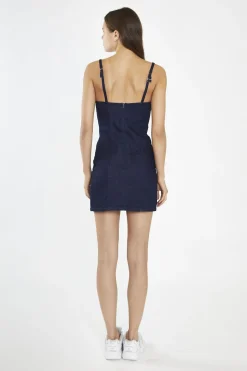 Glamorous Day Dresses|Mini Dresses|Indigo-Blue Denim Corset Mini-Dress -
