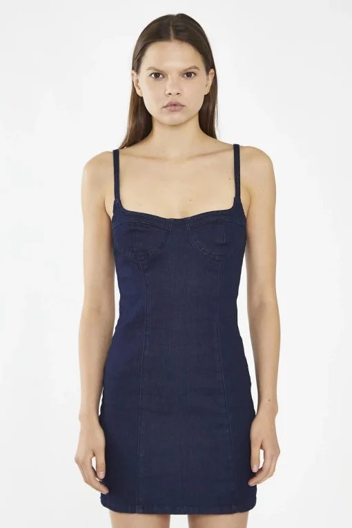 Glamorous Day Dresses|Mini Dresses|Indigo-Blue Denim Corset Mini-Dress -