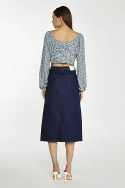 Glamorous Denim Skirts|Midi & Midaxi Skirts|Indigo-Wash Denim Midi-Skirt -