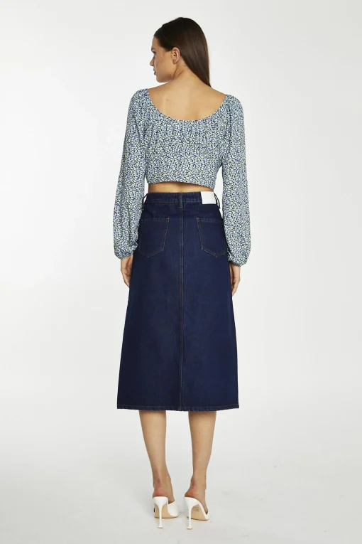 Glamorous Denim Skirts|Midi & Midaxi Skirts|Indigo-Wash Denim Midi-Skirt -