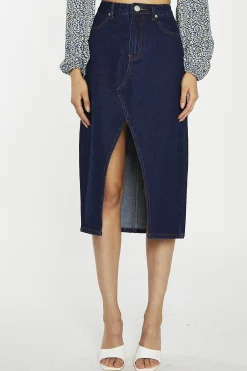 Glamorous Denim Skirts|Midi & Midaxi Skirts|Indigo-Wash Denim Midi-Skirt -