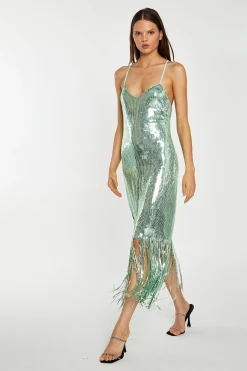 Glamorous Go To Partywear|Party Dresses|Jade-Sequin Cross Back Midi-Dress -