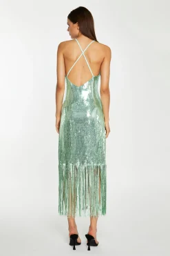 Glamorous Go To Partywear|Party Dresses|Jade-Sequin Cross Back Midi-Dress -