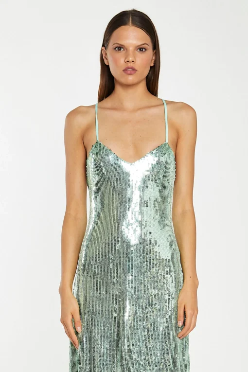 Glamorous Go To Partywear|Party Dresses|Jade-Sequin Cross Back Midi-Dress -