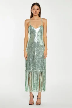 Glamorous Go To Partywear|Party Dresses|Jade-Sequin Cross Back Midi-Dress -