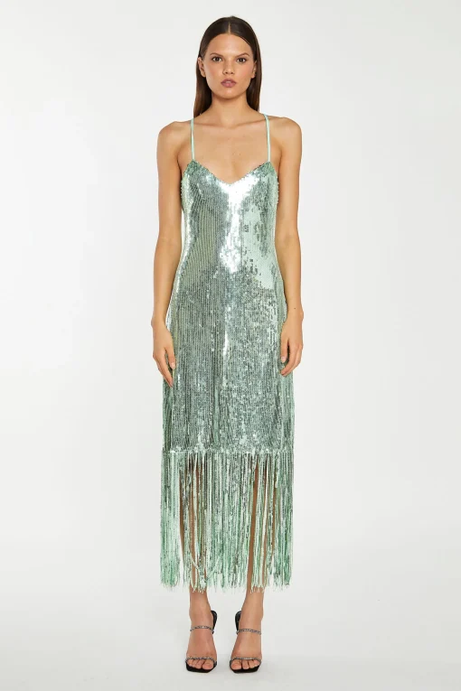 Glamorous Go To Partywear|Party Dresses|Jade-Sequin Cross Back Midi-Dress -