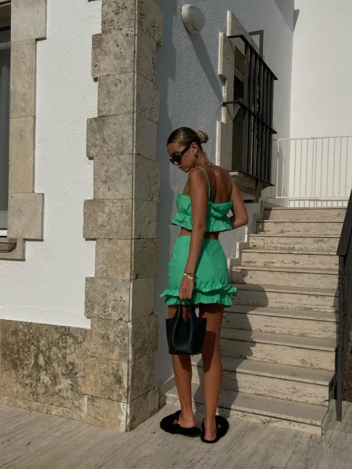 Glamorous Bottoms|Co-ords|Jenna Co-ord Ruffle-Hem Mini-Skirt -Bright-Green -
