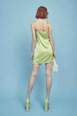 Glamorous Dresses|Lacey Gathered Bust-Cup Mini-Dress -Apple-Green -