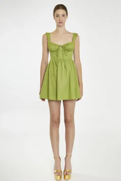 Glamorous Day Dresses|Mini Dresses|Leaf-Green Gathered-Bust Mini-Dress -