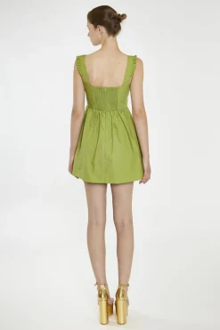 Glamorous Day Dresses|Mini Dresses|Leaf-Green Gathered-Bust Mini-Dress -