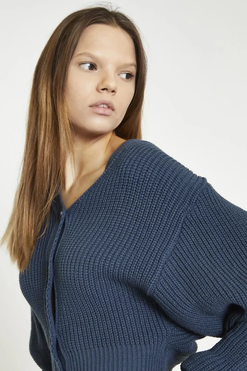 Glamorous Cardigans|Legion-Blue Button-Front Oversized-Cardigan -