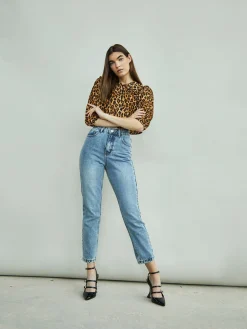 Glamorous Blouses & Shirts|Leopard Print Long Sleeve High Neck Crop Top -