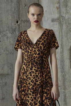 Glamorous Day Dresses|Midi & Midaxi Dresses|Leopard V-neck Midi-Dress -