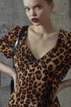 Glamorous Day Dresses|Midi & Midaxi Dresses|Leopard V-neck Midi-Dress -
